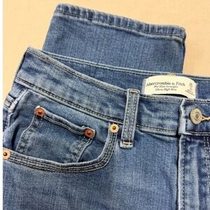Abercrombie Fitch Women Size 26 2R The Slim Straight Ultra High Rise Blue Jeans